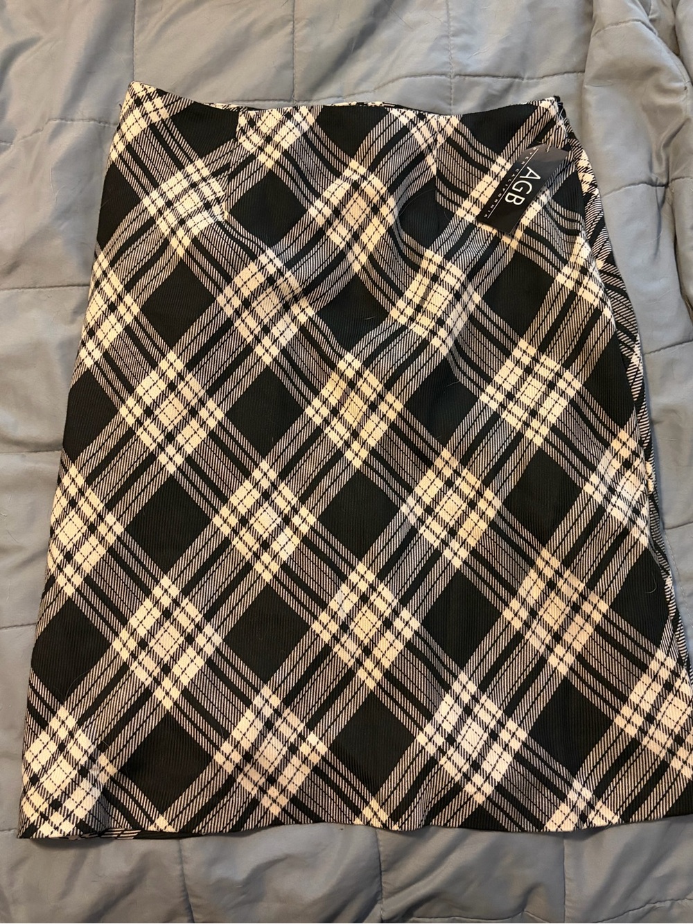 AGB Black and White Plaid Mini Skirt